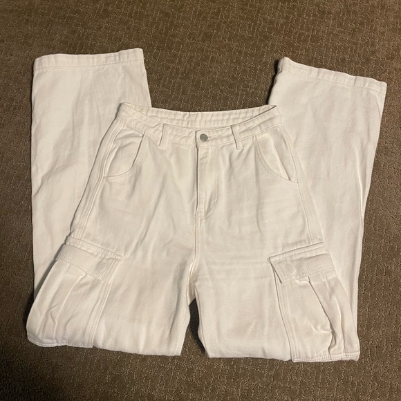 Women’s 2 White High Waisted Cargo Pants - Picture 1 of 6